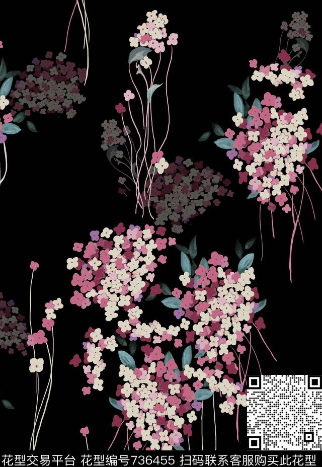 日本花亚洲风樱花花卉传统印花华亿平台下载（图片编号: 736455） - 瓦栏（Walan）