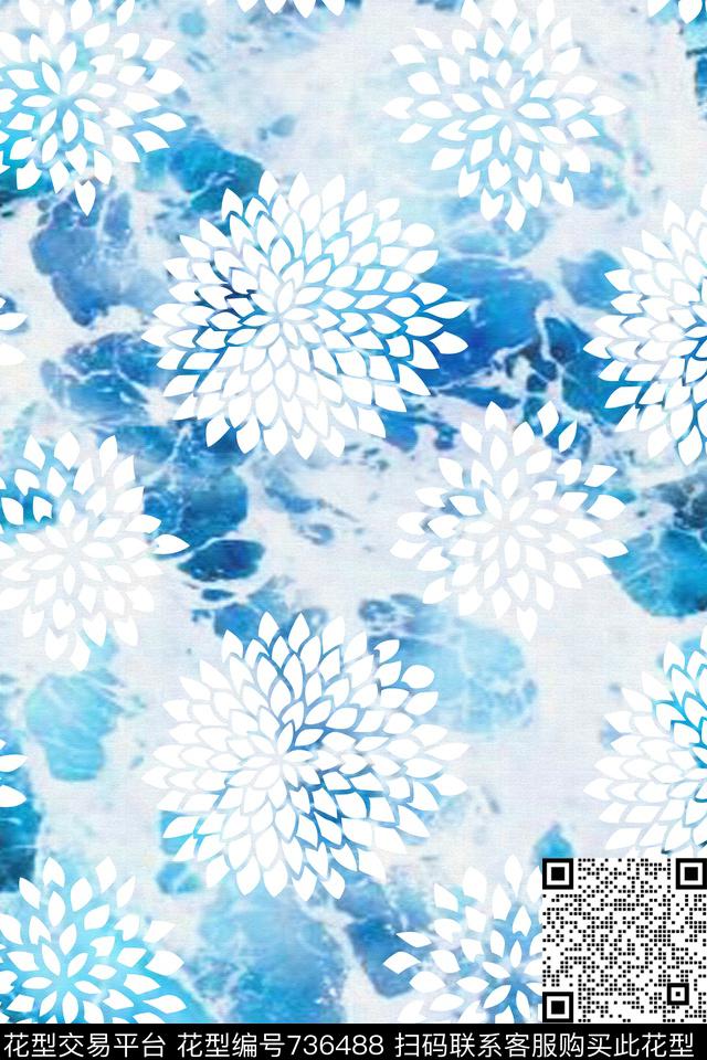 大花花卉数码印花华亿平台下载（图片编号: 736488） - 瓦栏（Walan）