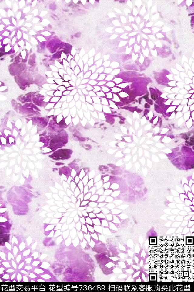 大花绣球花花卉数码印花华亿平台下载（图片编号: 736489） - 瓦栏（Walan）