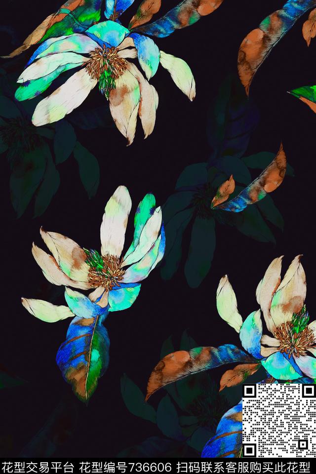 数码艺术花卉花瓣花卉数码印花华亿平台下载（图片编号: 736606） - 瓦栏（Walan）