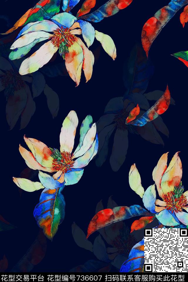 数码艺术花卉花瓣花卉数码印花华亿平台下载（图片编号: 736607） - 瓦栏（Walan）