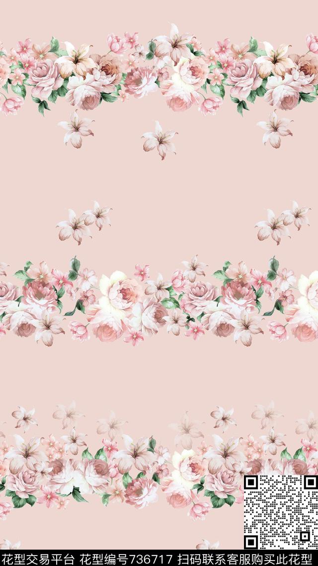 桃花菊花大花数码印花华亿平台下载（图片编号: 736717） - 瓦栏（Walan）
