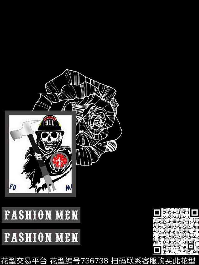 人物潮牌线条传统印花华亿平台下载（图片编号: 736738） - 瓦栏（Walan）