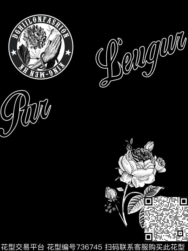 几何潮牌花卉传统印花华亿平台下载（图片编号: 736745） - 瓦栏（Walan）