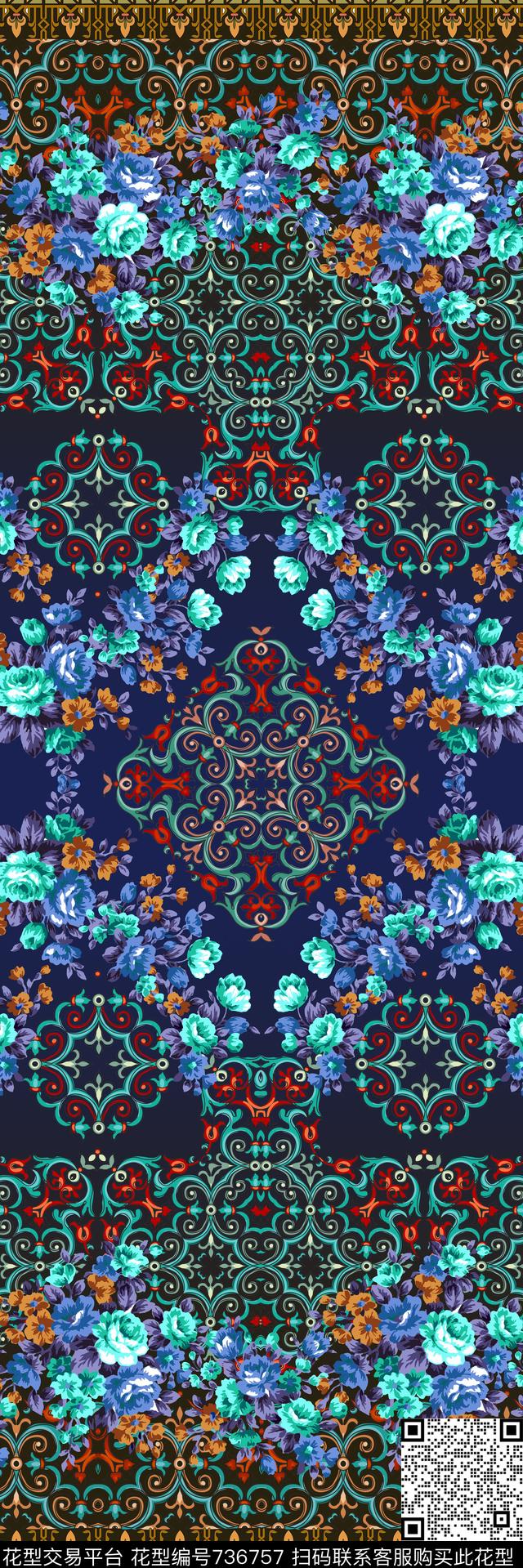 民族风双边定位女装定位数码印花华亿平台下载（图片编号: 736757） - 瓦栏（Walan）