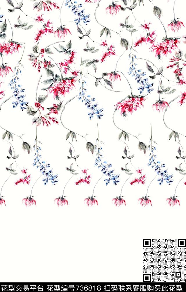 手绘定位小碎花数码印花华亿平台下载（图片编号: 736818） - 瓦栏（Walan）