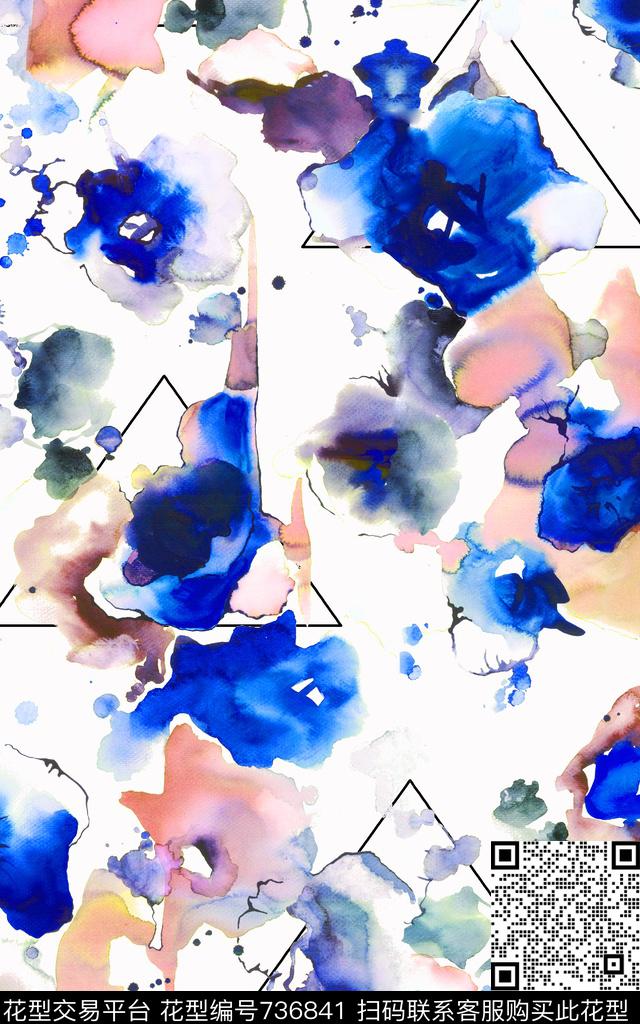 小碎花水彩花卉水墨花卉数码印花华亿平台下载（图片编号: 736841） - 瓦栏（Walan）