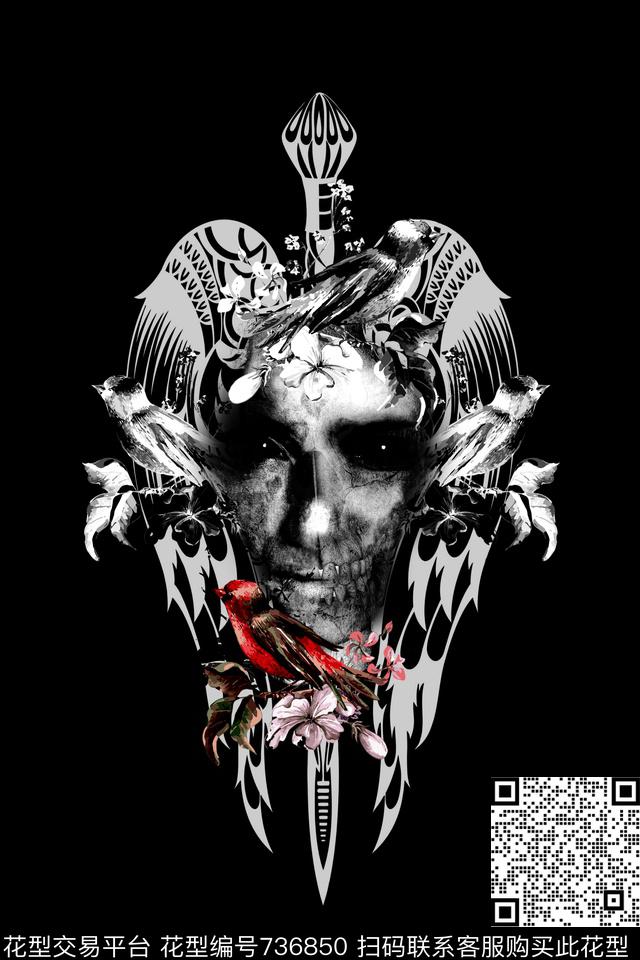 抽象人物花卉数码印花华亿平台下载（图片编号: 736850） - 瓦栏（Walan）