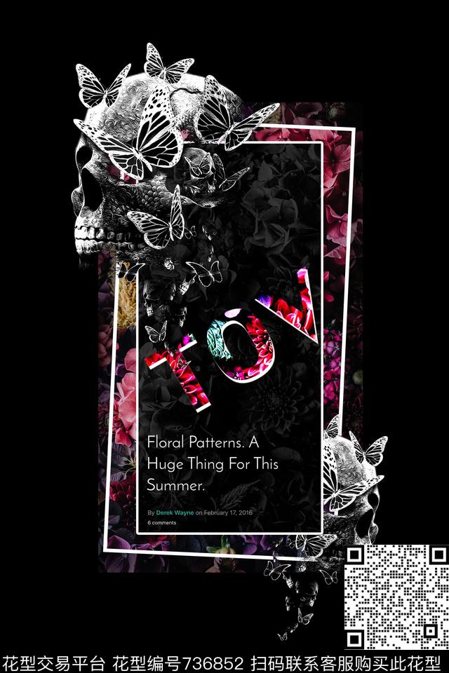 抽象骷髅英文数码印花华亿平台下载（图片编号: 736852） - 瓦栏（Walan）