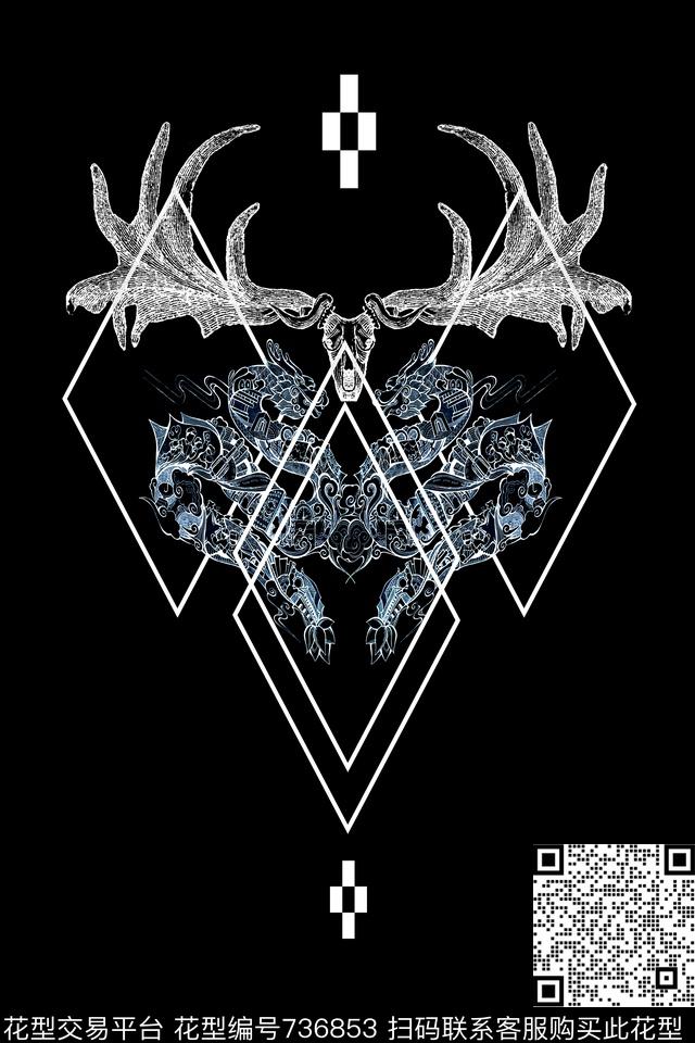 抽象动物几何数码印花华亿平台下载（图片编号: 736853） - 瓦栏（Walan）