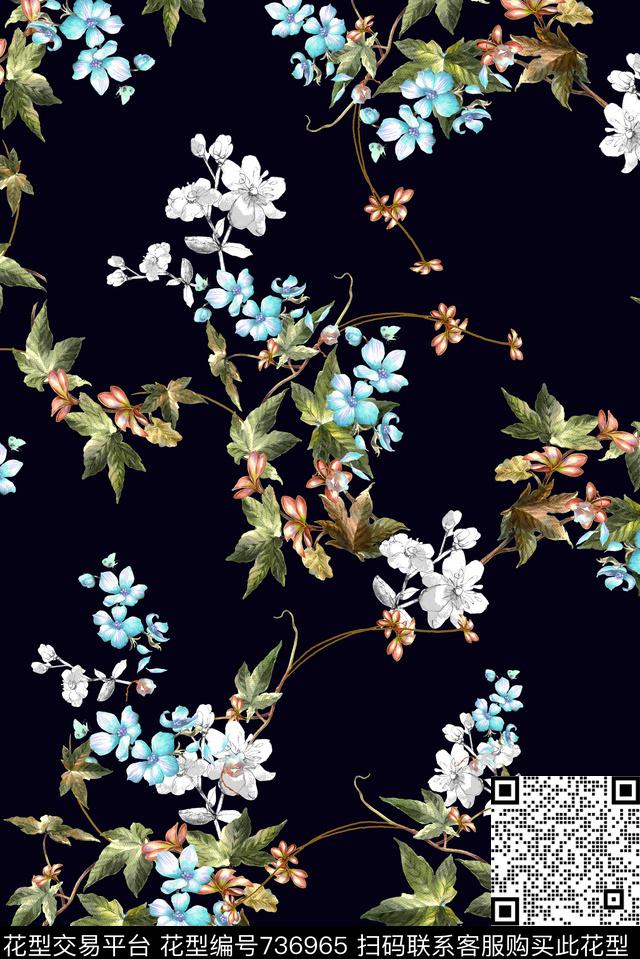 大花牡丹玫瑰数码印花华亿平台下载（图片编号: 736965） - 瓦栏（Walan）