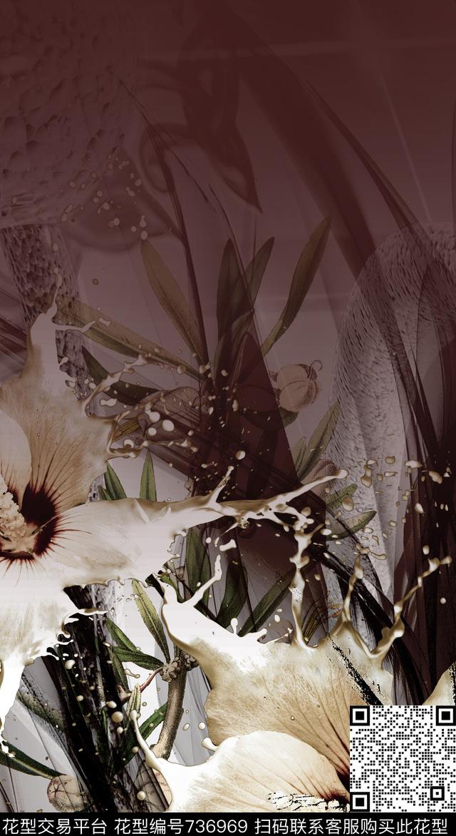 大花牡丹玫瑰数码印花华亿平台下载（图片编号: 736969） - 瓦栏（Walan）