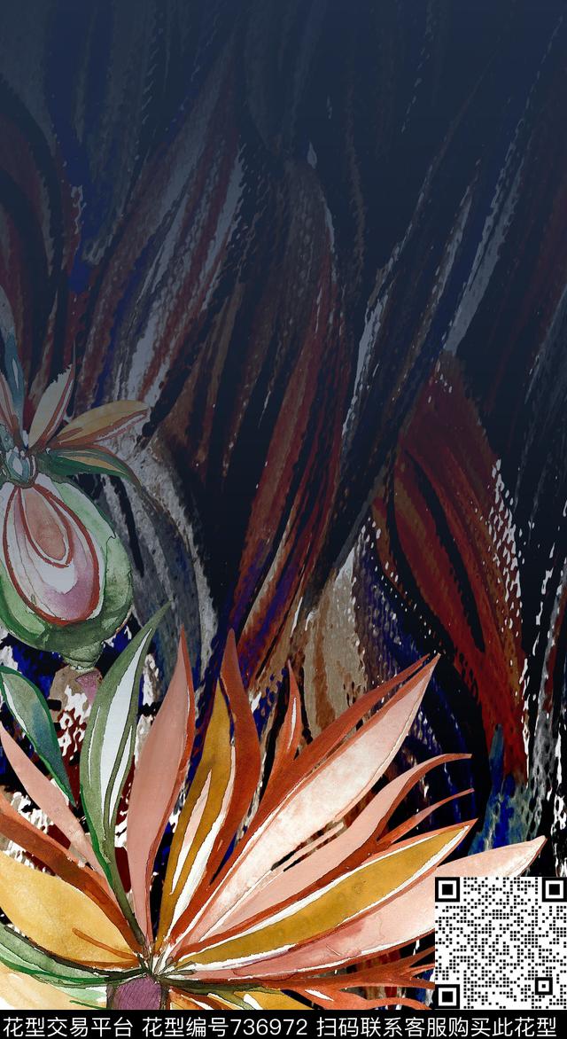 大花牡丹玫瑰数码印花华亿平台下载（图片编号: 736972） - 瓦栏（Walan）
