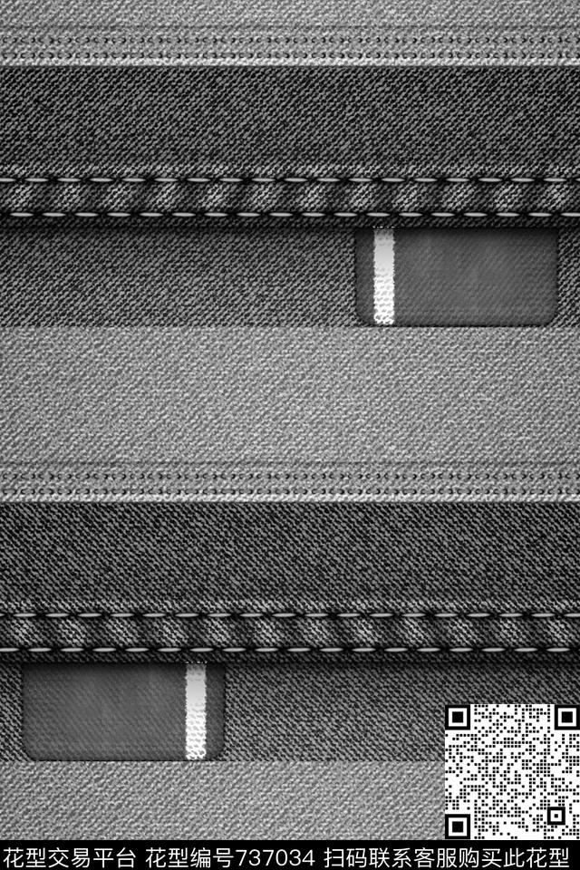 休闲拼接牛仔数码印花华亿平台下载（图片编号: 737034） - 瓦栏（Walan）