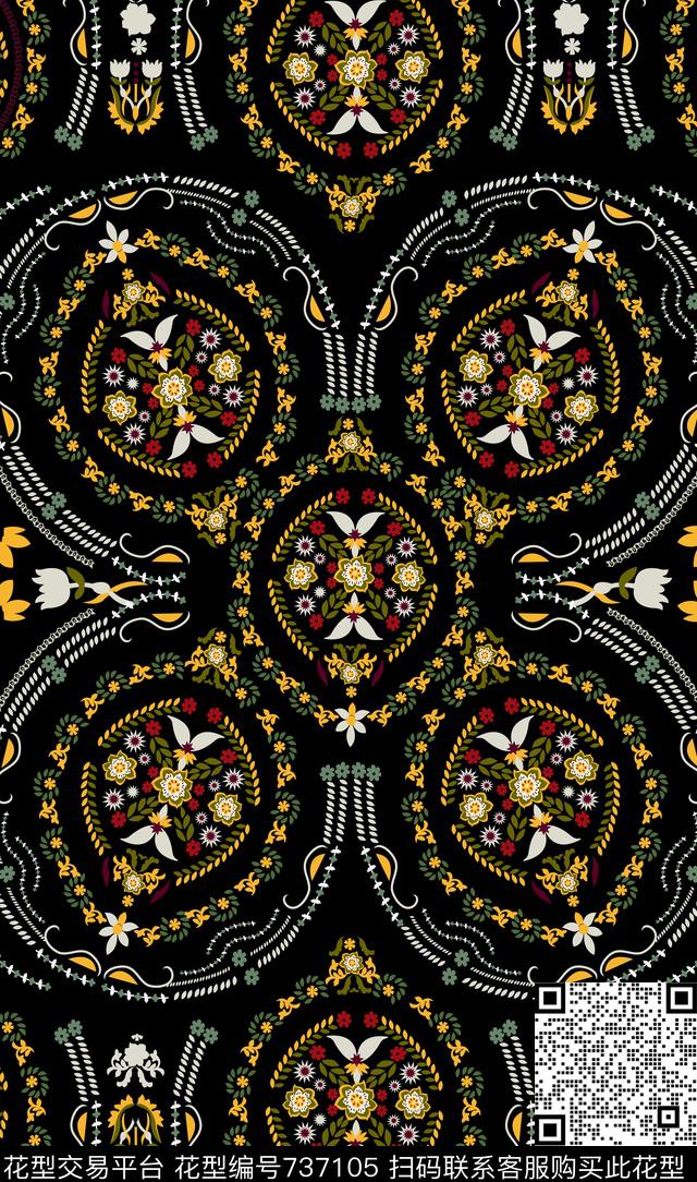 和风日韩风卷草纹传统印花华亿平台下载（图片编号: 737105） - 瓦栏（Walan）