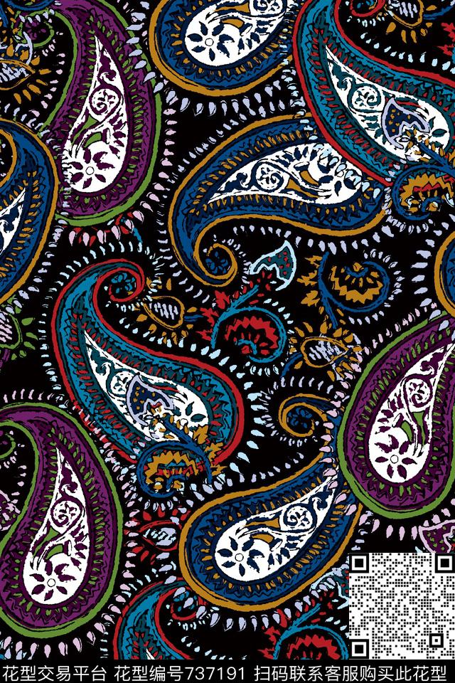民族风手绘抽象传统印花华亿平台下载（图片编号: 737191） - 瓦栏（Walan）