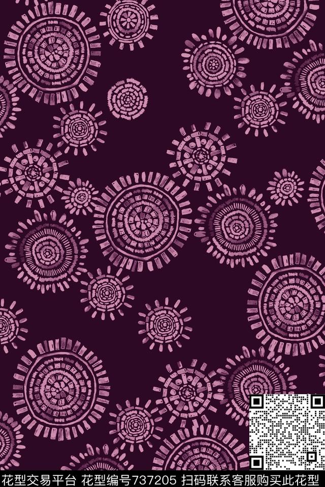 盐染部落卷草纹传统印花华亿平台下载（图片编号: 737205） - 瓦栏（Walan）