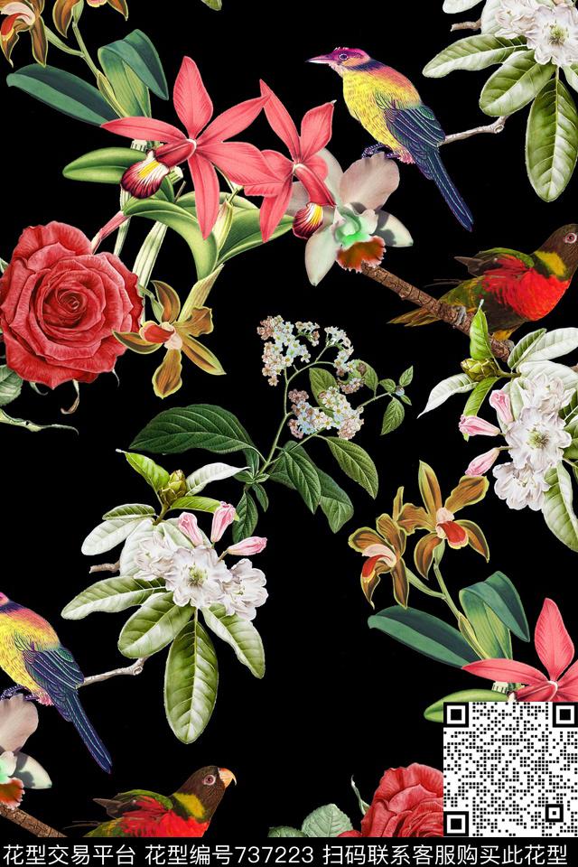 时尚优雅绚丽数码印花华亿平台下载（图片编号: 737223） - 瓦栏（Walan）