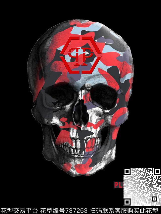 潮牌PP骷髅头数码印花华亿平台下载（图片编号: 737253） - 瓦栏（Walan）