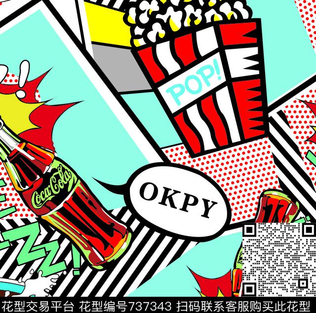 可乐字母条条数码印花华亿平台下载（图片编号: 737343） - 瓦栏（Walan）