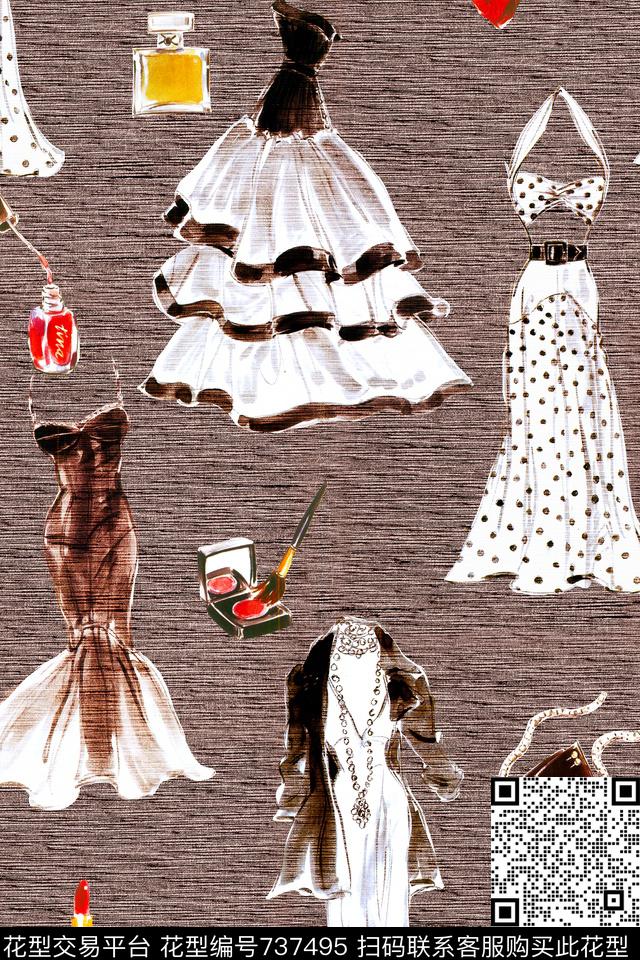 休闲手绘女装数码印花华亿平台下载（图片编号: 737495） - 瓦栏（Walan）