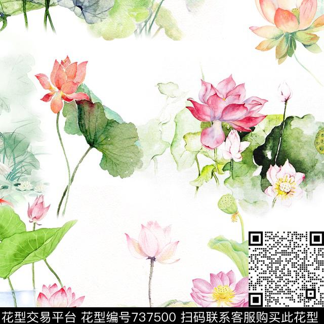 中国风民族风此华亿平台为1/2跳接数码印花华亿平台下载（图片编号: 737500） - 瓦栏（Walan）