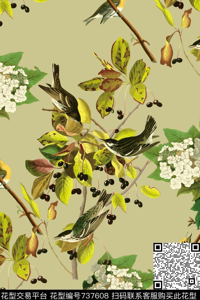花朵花卉鸟数码印花华亿平台下载（图片编号: 737608） - 瓦栏（Walan）