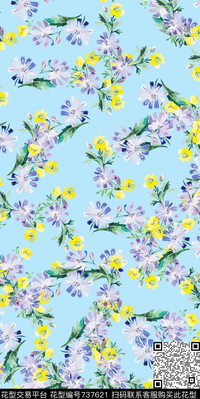 小碎花传统印花花卉满版花数码印花华亿平台下载（图片编号: 737621） - 瓦栏（Walan）