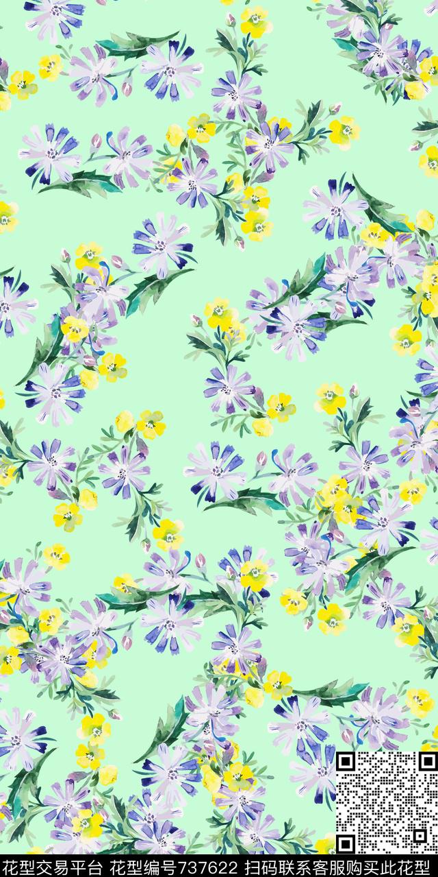 小碎花传统印花花卉满版花数码印花华亿平台下载（图片编号: 737622） - 瓦栏（Walan）