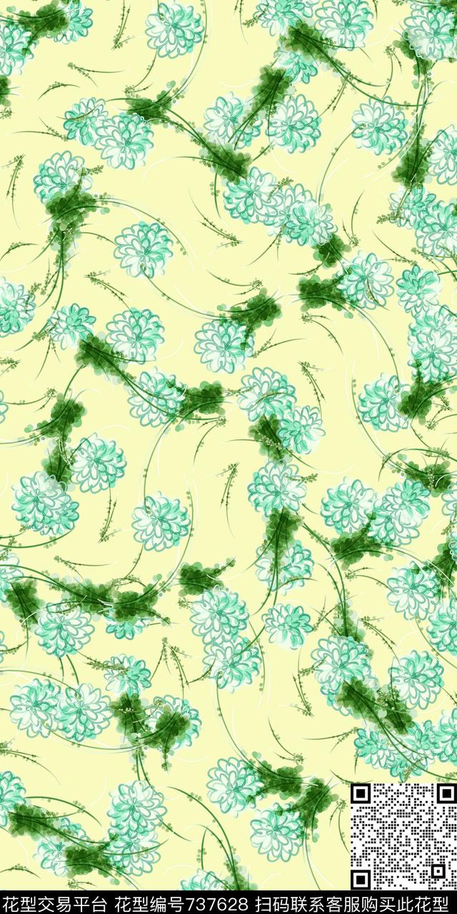 小碎花花卉传统印花花卉传统印花华亿平台下载（图片编号: 737628） - 瓦栏（Walan）