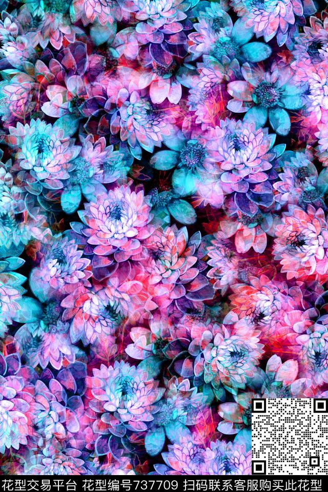 花卉数码印花华亿平台下载（图片编号: 737709） - 瓦栏（Walan）