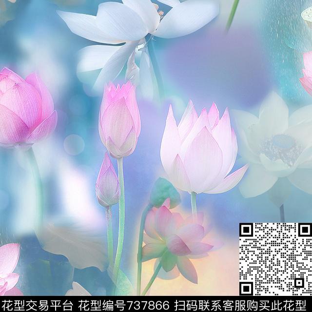 民族风此华亿平台为1/2跳接荷花数码印花华亿平台下载（图片编号: 737866） - 瓦栏（Walan）