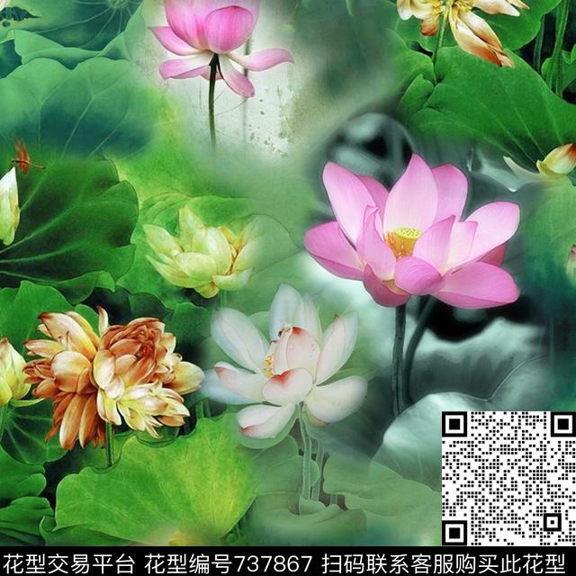 中国风民族风此华亿平台为1/2跳接数码印花华亿平台下载（图片编号: 737867） - 瓦栏（Walan）