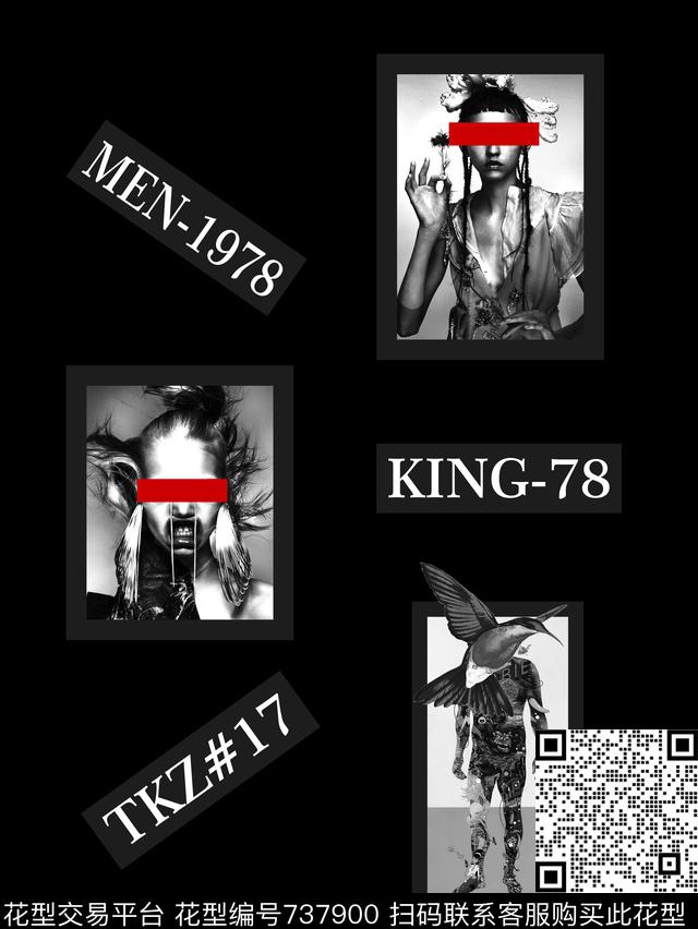 潮牌线条日韩数码印花华亿平台下载（图片编号: 737900） - 瓦栏（Walan）