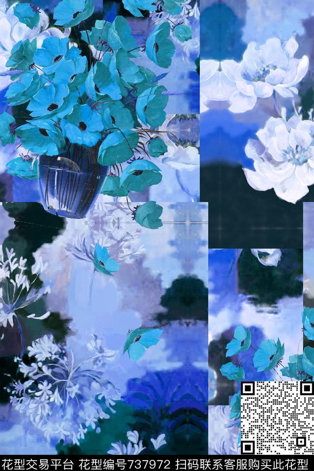 复古油画花卉数码印花华亿平台下载（图片编号: 737972） - 瓦栏（Walan）