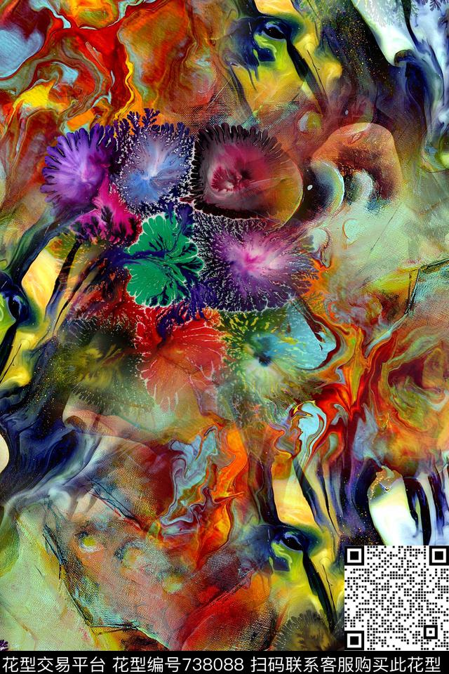 抽象几何矿石数码印花华亿平台下载（图片编号: 738088） - 瓦栏（Walan）