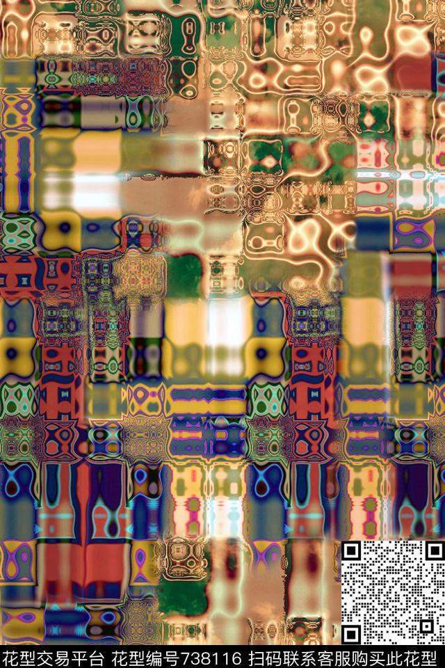 几何格子抽象数码印花华亿平台下载（图片编号: 738116） - 瓦栏（Walan）