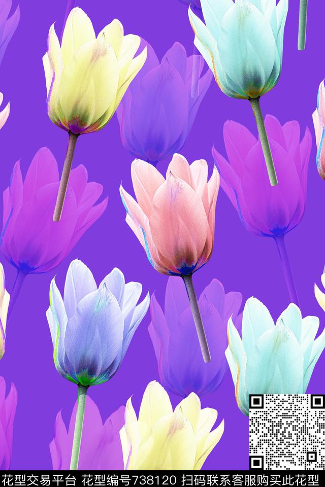 花瓣花朵花卉数码印花华亿平台下载（图片编号: 738120） - 瓦栏（Walan）