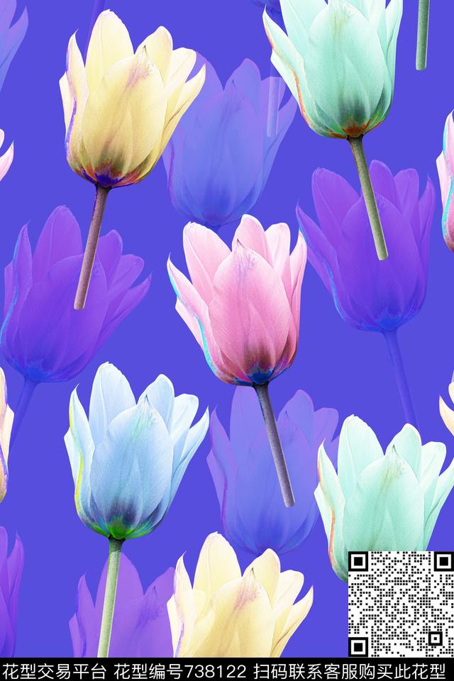 花瓣花朵花卉数码印花华亿平台下载（图片编号: 738122） - 瓦栏（Walan）