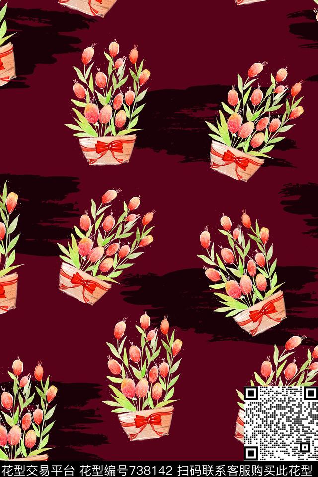 大花花朵花卉数码印花华亿平台下载（图片编号: 738142） - 瓦栏（Walan）