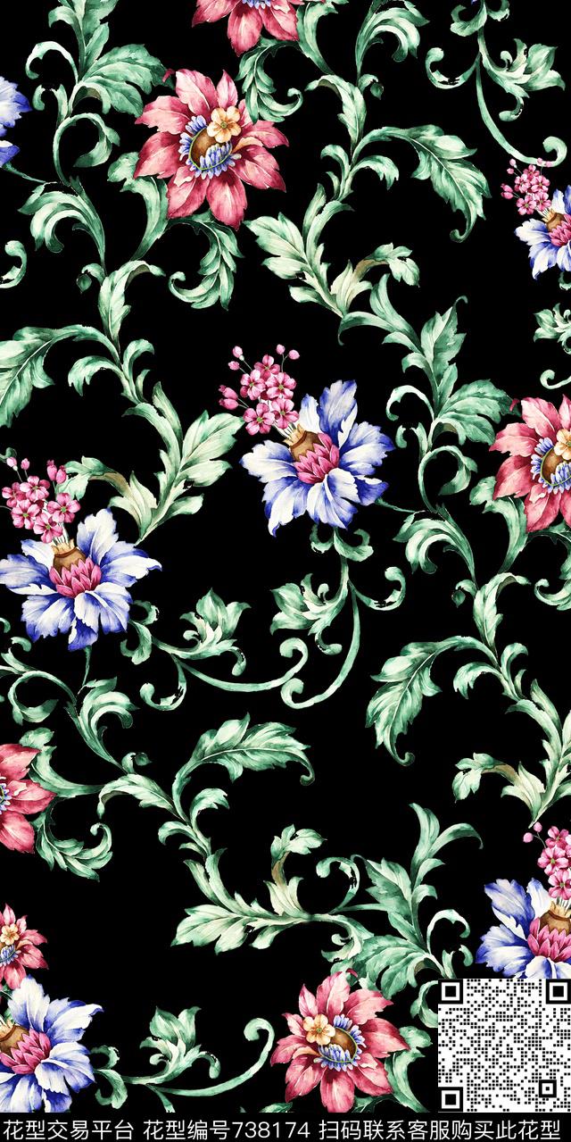 小碎花乱花大花数码印花华亿平台下载（图片编号: 738174） - 瓦栏（Walan）