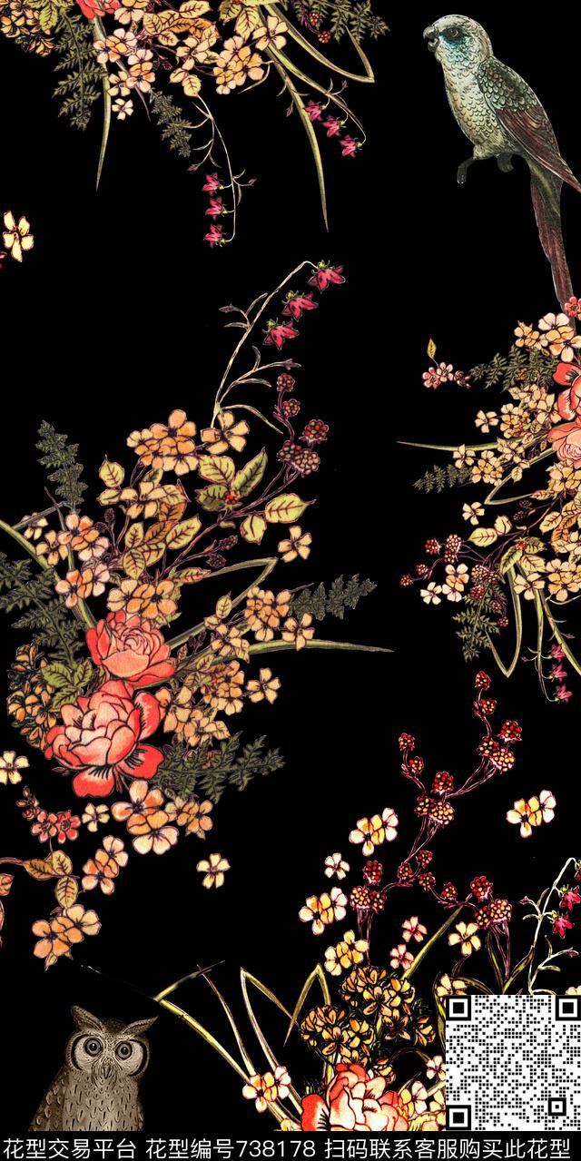 乱花花朵花卉数码印花华亿平台下载（图片编号: 738178） - 瓦栏（Walan）