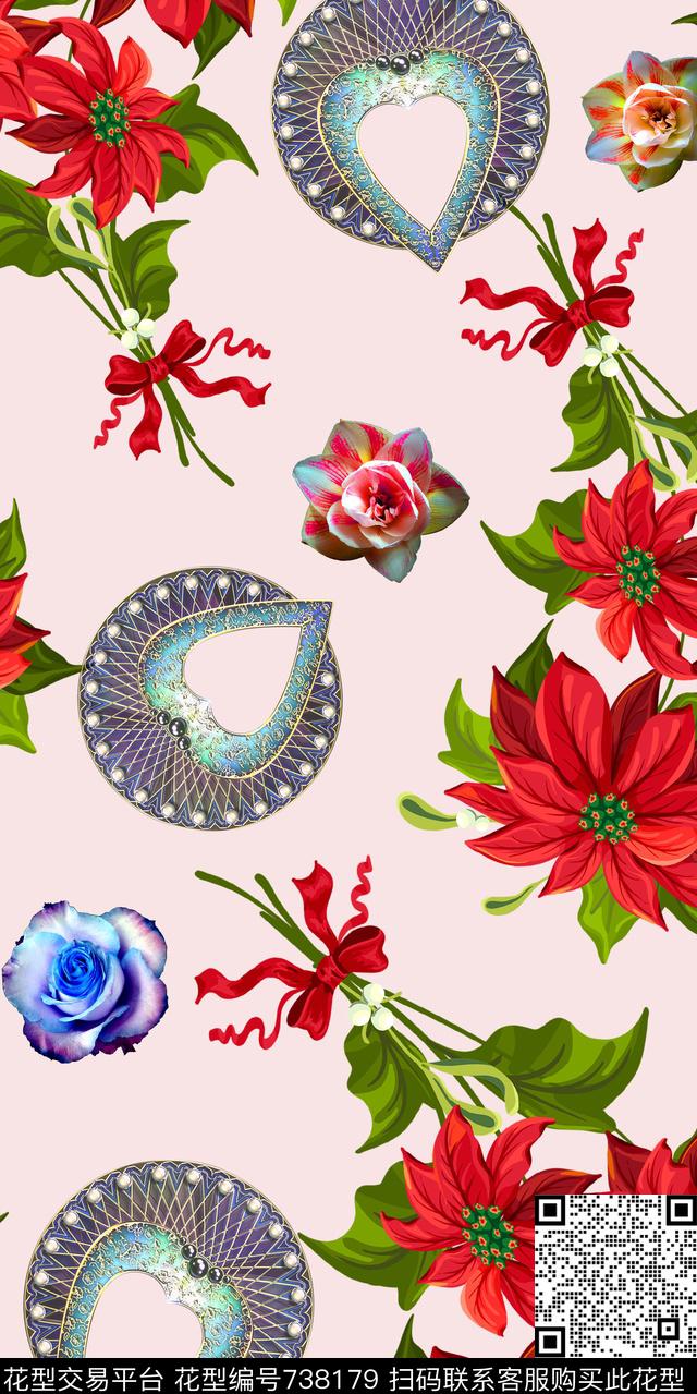 乱花大花花朵数码印花华亿平台下载（图片编号: 738179） - 瓦栏（Walan）