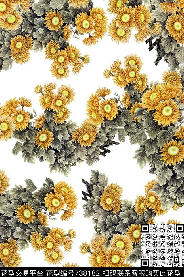 花卉数码印花华亿平台下载（图片编号: 738182） - 瓦栏（Walan）