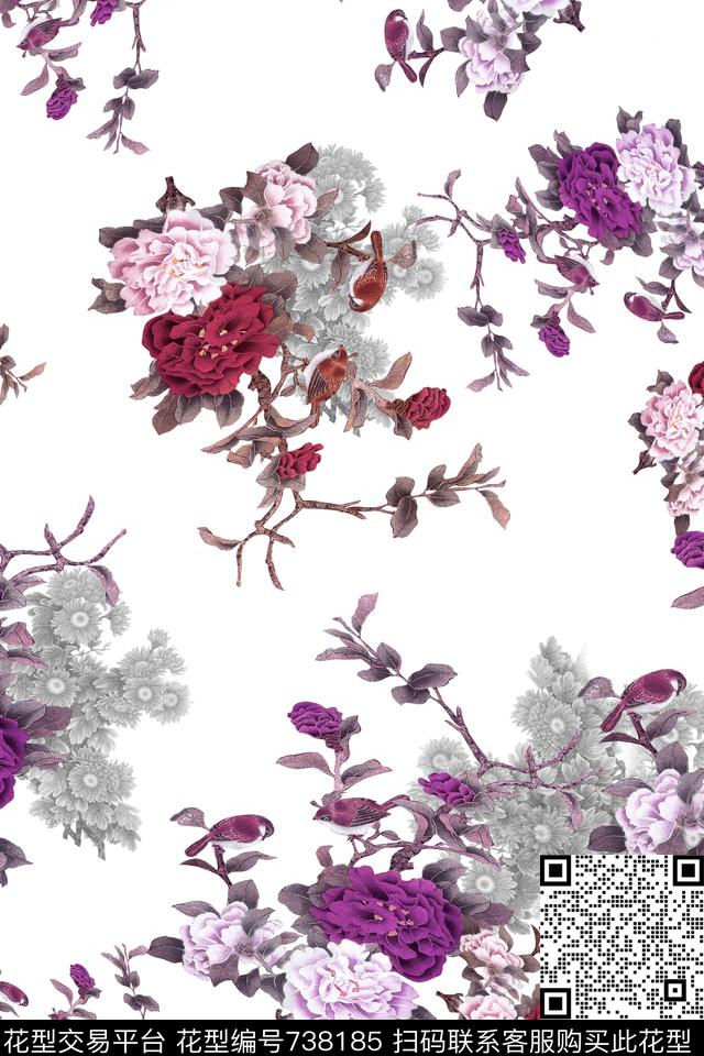 花卉数码印花华亿平台下载（图片编号: 738185） - 瓦栏（Walan）