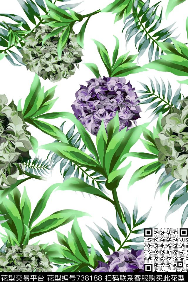 花卉数码印花华亿平台下载（图片编号: 738188） - 瓦栏（Walan）