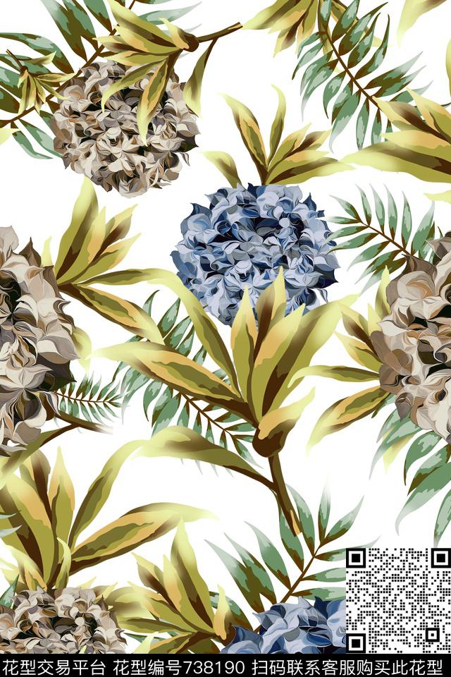 花卉数码印花华亿平台下载（图片编号: 738190） - 瓦栏（Walan）