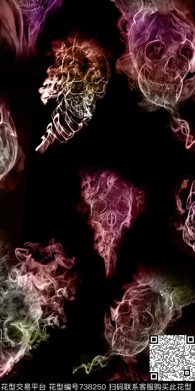 抽象骷髅头几何数码印花华亿平台下载（图片编号: 738250） - 瓦栏（Walan）