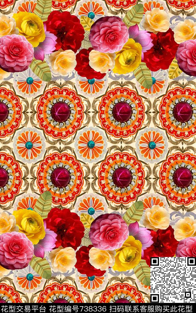 colorfullcoloriseflower数码印花华亿平台下载（图片编号: 738336） - 瓦栏（Walan）