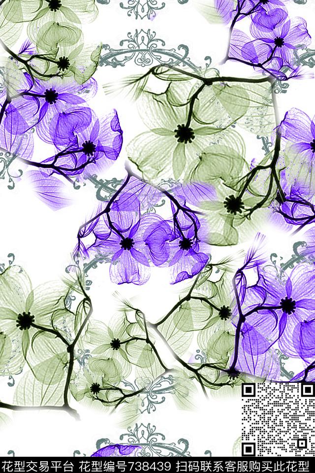 花朵花卉数码印花华亿平台下载（图片编号: 738439） - 瓦栏（Walan）